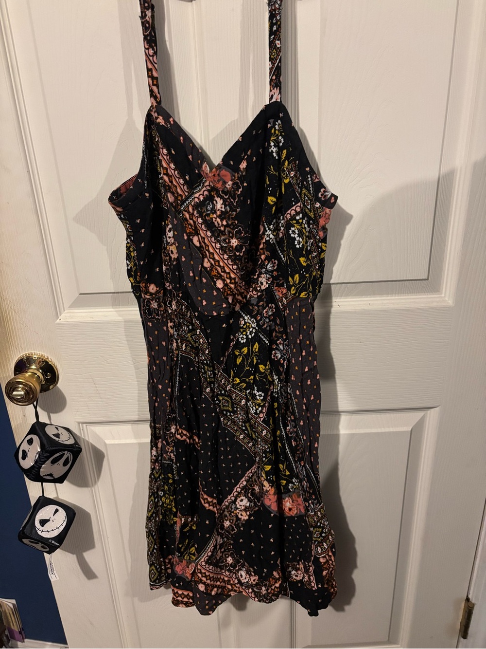 torrid Black Floral Patchwork Mini Dress with Pink and Yellow Accents